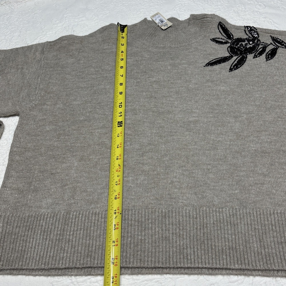 Ariat Beaded Floral Western Mock Neck Sweater NWT XL Oatmeal Heather - Picture 9 of 16